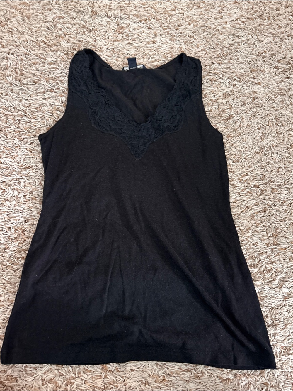 Banana Republic Black Stretch Tank Top with Lace Trim